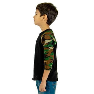 Youth Three-Quarter Sleeve Camo Raglan T-Shirt - SHRAGCY