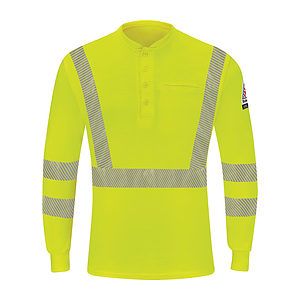 Men's Hi-Visibility Lightweight Long Sleeve Henley - SML4