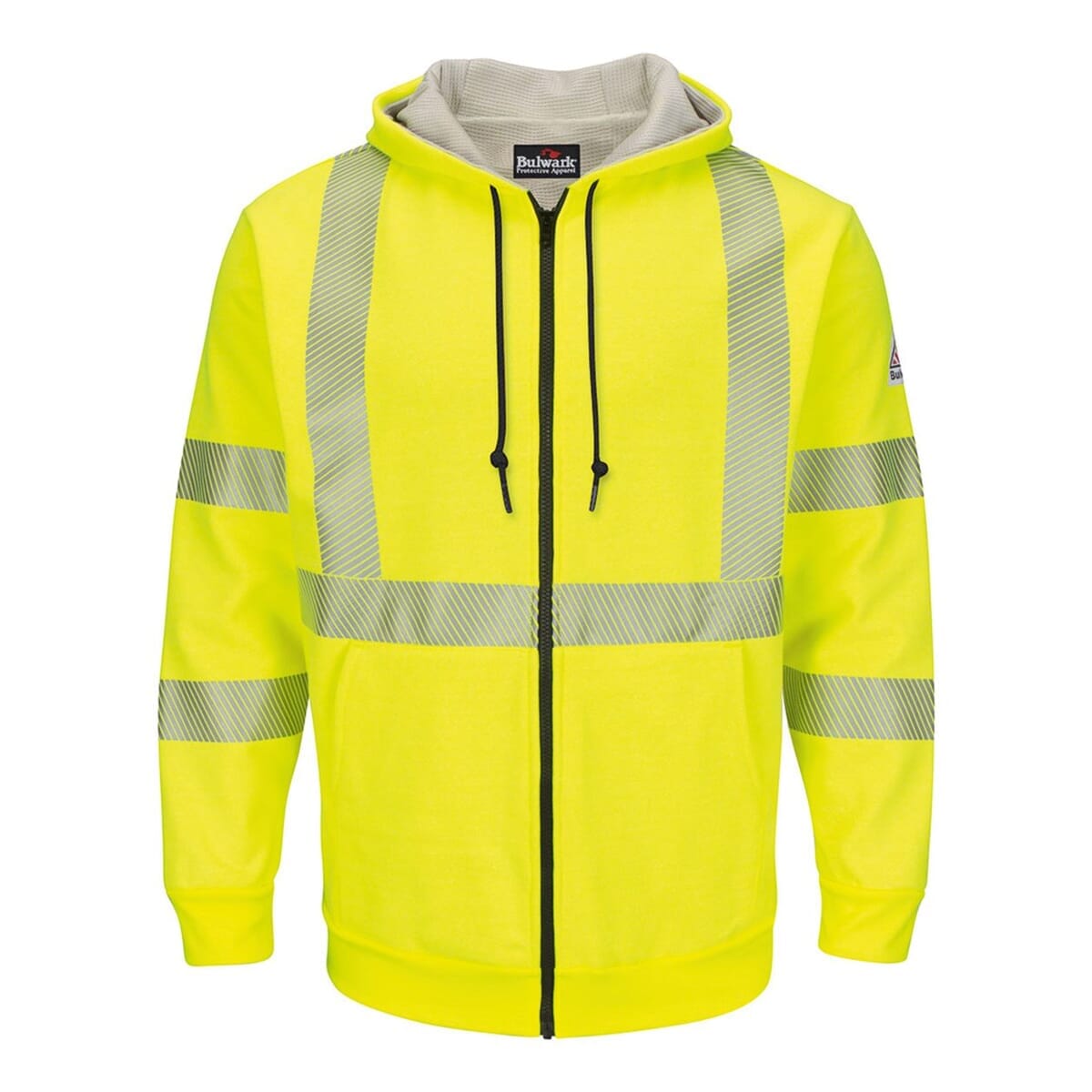 Men's Tall Hi-Visibility Zip-Front Hooded Fleece Sweatshirt with Waffle Lining - SMZ4HVT