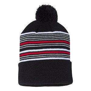 12" Striped Pom-Pom Cuffed Beanie - SP60
