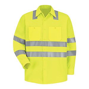 Men's High Visibility Safety Long Sleeve Work Shirt - SS14HV