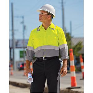 Men's Enhanced & Hi-Visibility Long Sleeve Work Shirt - SY14