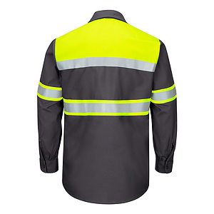 Men's Hi-Visibility Colorblock Ripstop Long Sleeve Work Shirt - SY70