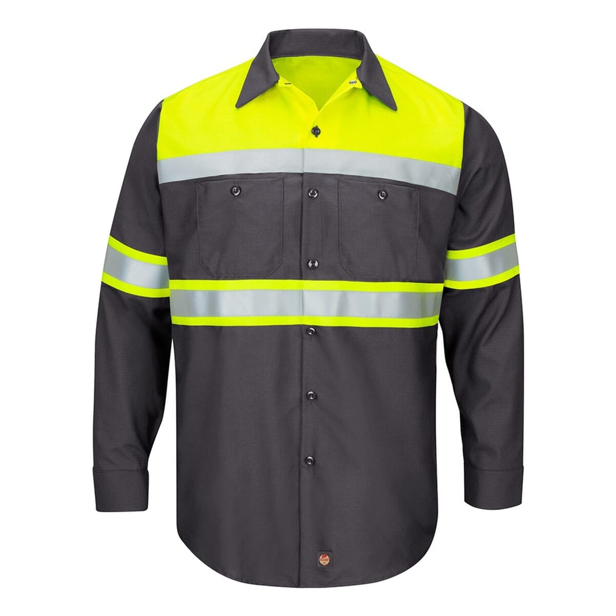Men's Tall Hi-Visibility Colorblock Ripstop Long Sleeve Work Shirt - SY70T