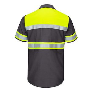 Men's Hi-Visibility Colorblock Ripstop Short Sleeve Work Shirt - SY80