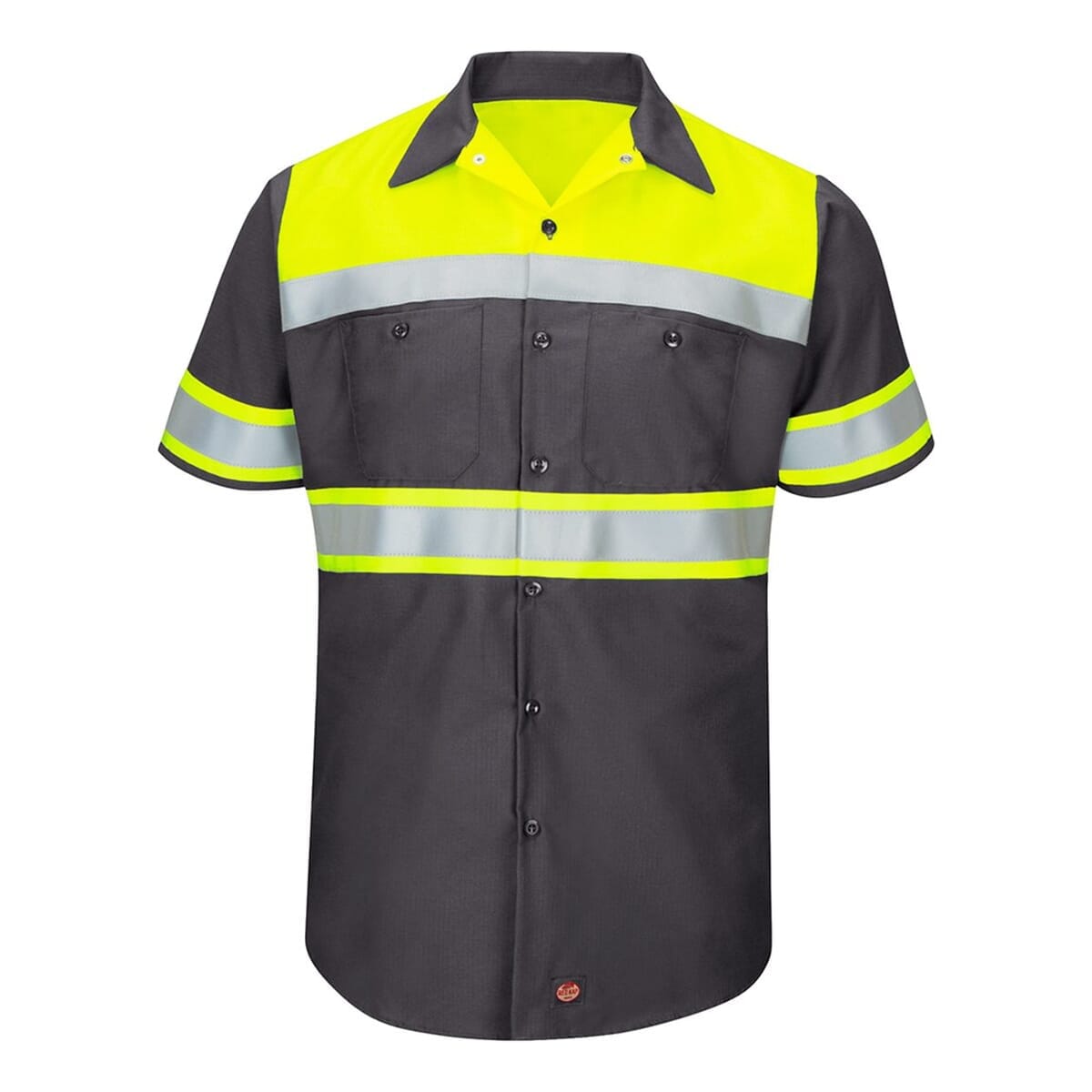 Men's Tall Hi-Visibility Colorblock Ripstop Short Sleeve Work Shirt - SY80T