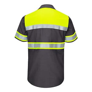 Men's Tall Hi-Visibility Colorblock Ripstop Short Sleeve Work Shirt - SY80T