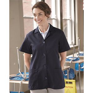 Women's Loose Fit Short Sleeve Button Smock - TP23
