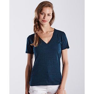 Women's V-Neck Overdyed Tee - US2228