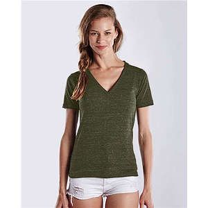 Women's V-Neck Overdyed Tee - US2228