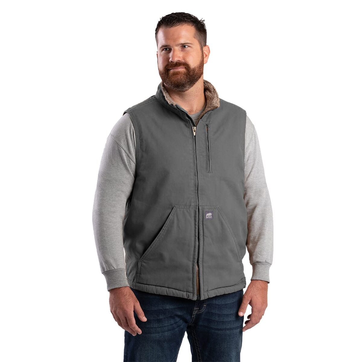 Men's Heartland Sherpa-Lined Washed Duck Vest - V818