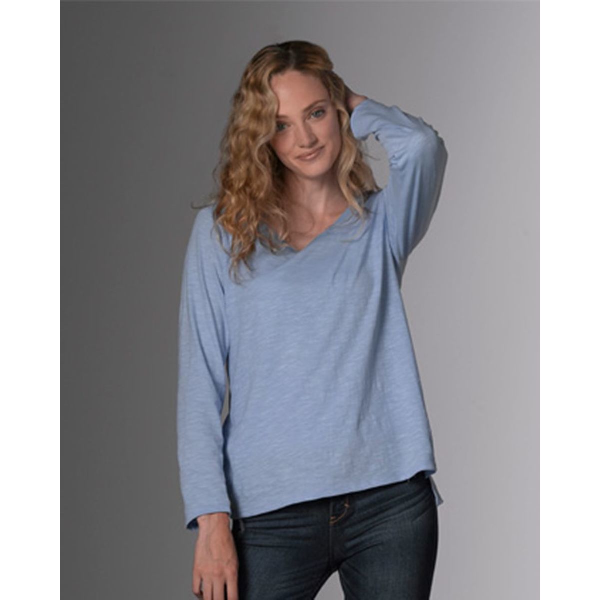 Promotional Women's slub jersey long sleeve tshirt w18434