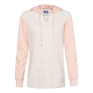 Women’s French Terry Hooded Pullover with Colorblocked Sleeves - W20145