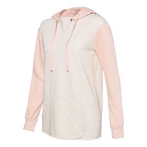 Women’s French Terry Hooded Pullover with Colorblocked Sleeves - W20145