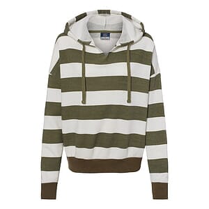Women's Striped Fleece Boxy Hooded Sweatshirt - W21721