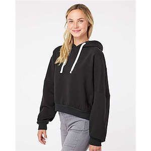 Women's Sueded Fleece Crop Hooded Sweatshirt - W21751