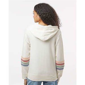 Women's Striped Sleeves Full-Zip Hooded Sweatshirt - W22732