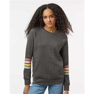 Women's Striped Sleeves Crewneck Sweatshirt - W23152