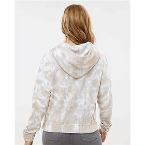 Women's Sueded Fleece Tie-Dyed Crop Hooded Sweatshirt - W23718