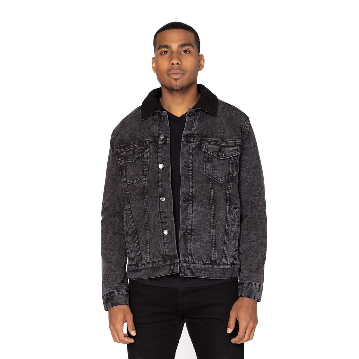 Sherpa-Lined Denim Jacket - 372J