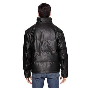 Vegan Leather Puffer Jacket - 397J