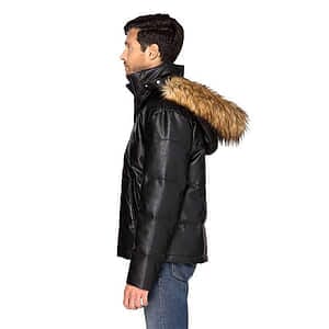 Vegan Leather Puffer Jacket - 397J