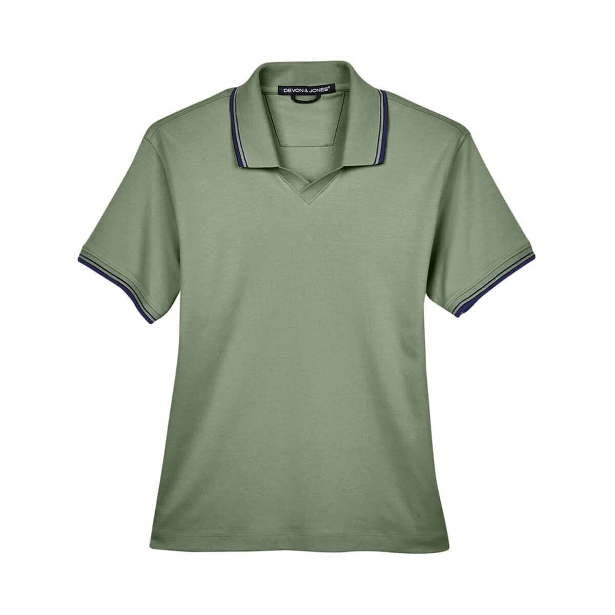 Women's Tipped Perfect Pima Interlock Polo - D140W