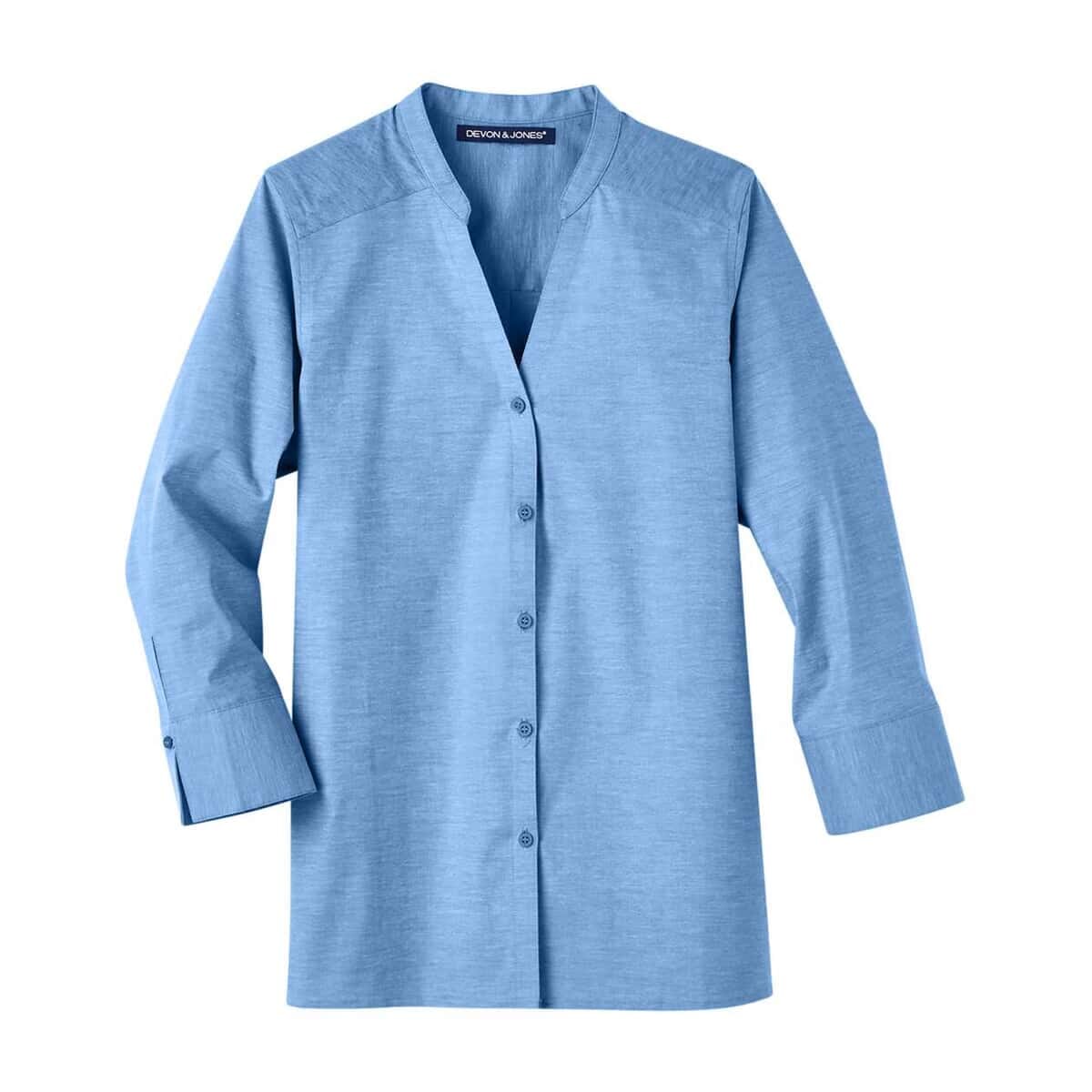 Women's Crown Collection® Stretch Pinpoint Chambra Three-Quarter Sleeve Shirt - DG562W