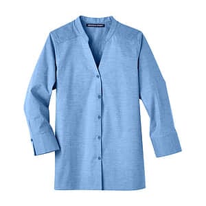Women's Crown Collection® Stretch Pinpoint Chambra Three-Quarter Sleeve Shirt - DG562W