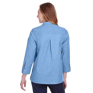 Women's Crown Collection® Stretch Pinpoint Chambra Three-Quarter Sleeve Shirt - DG562W