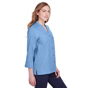Women's Crown Collection® Stretch Pinpoint Chambra Three-Quarter Sleeve Shirt - DG562W