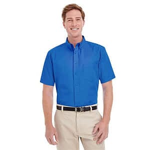 Foundation Short Sleeve Cotton Twill Dress Shirt with Teflon - M582