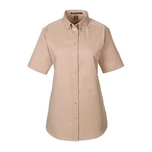 Women's Foundation Cotton Short Sleeve Twill Dress Shirt with Teflon - M582W