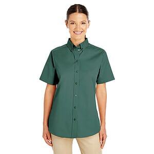 Women's Foundation Cotton Short Sleeve Twill Dress Shirt with Teflon - M582W
