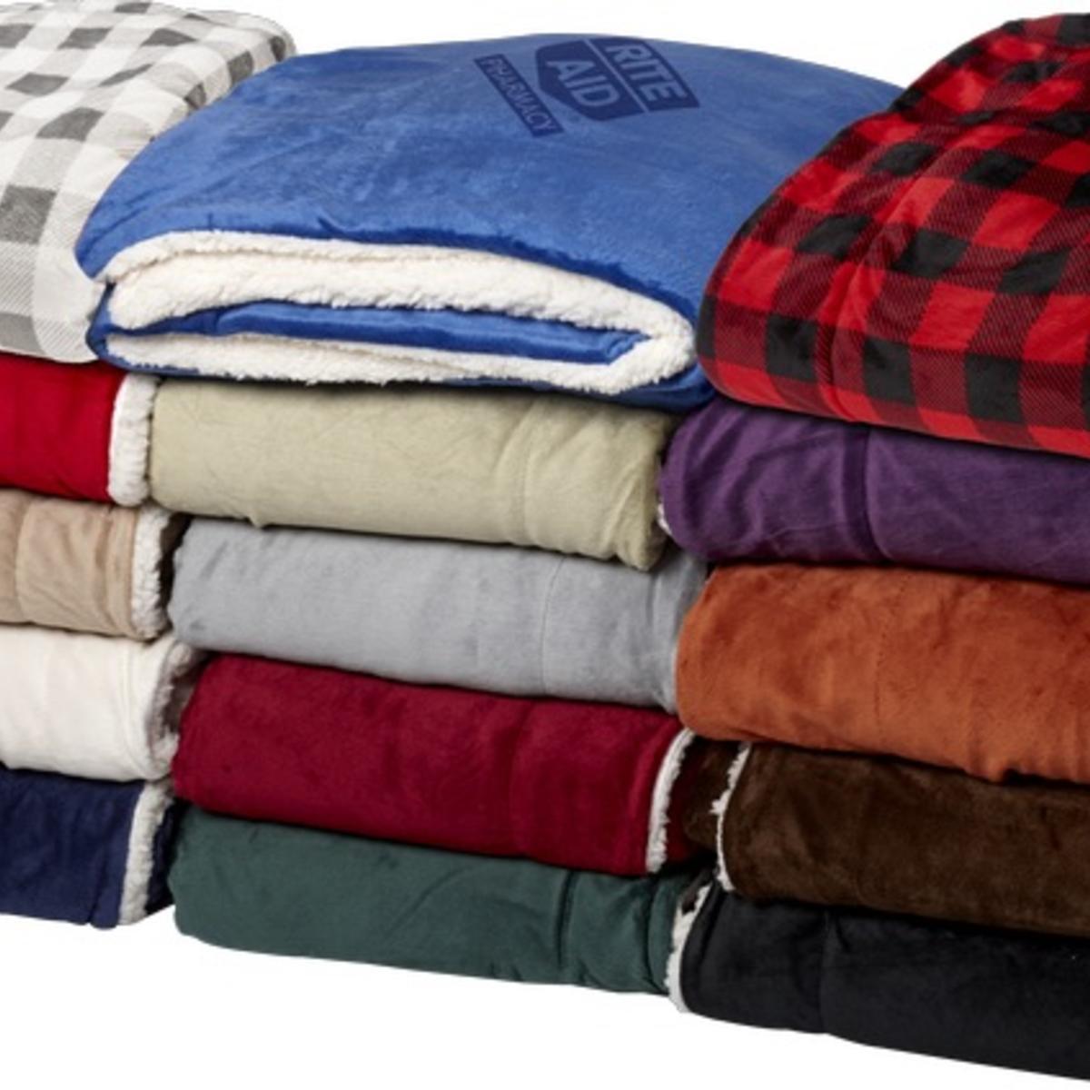 Custom Micromink sherpa blanket personalized with your custom logo