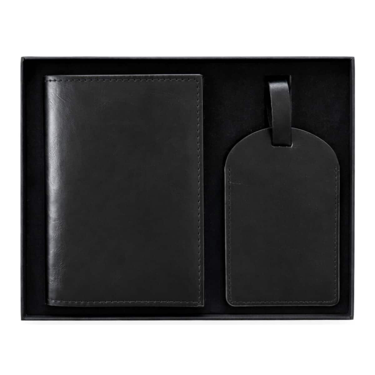 Passport Holder | Luggage Tag - Black (Travel Essentials Bundle)