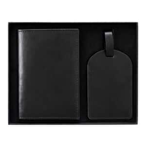 Passport Holder | Luggage Tag - Black (Travel Essentials Bundle)