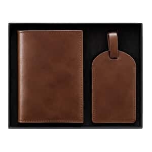 Passport Holder | Luggage Tag - Brown (Travel Essentials Bundle)