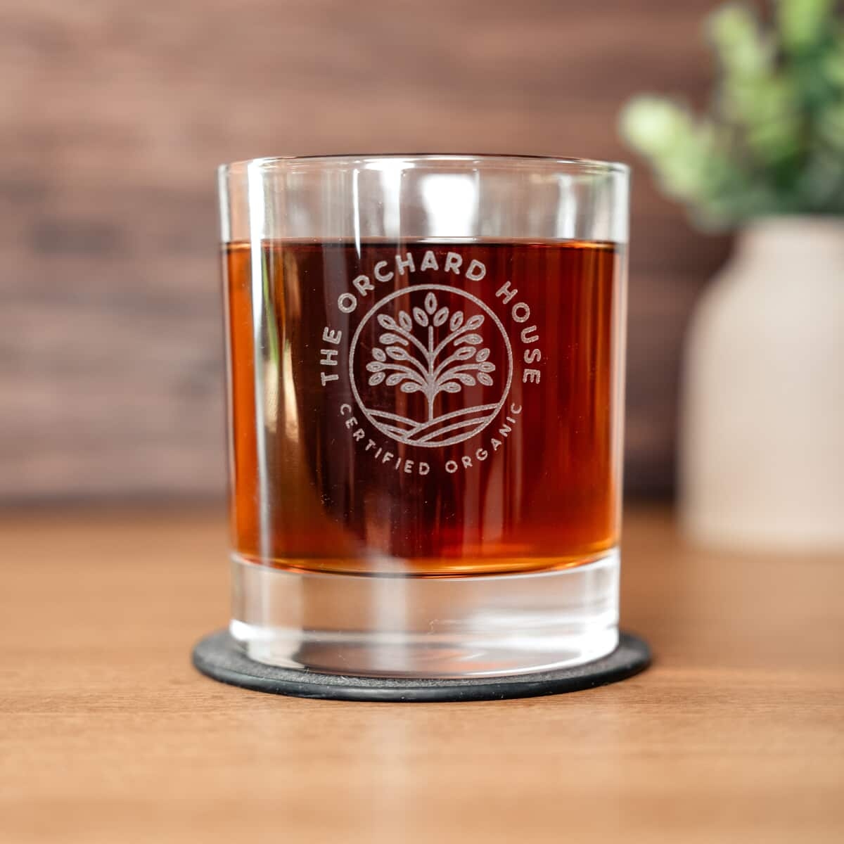 Del Mar DOF Glass - 2 Glasses - Branded Wood Box - Single Side Imprint