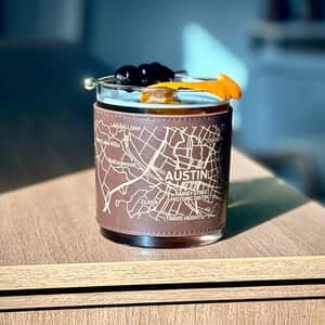 Del Mar DOF Glass - 1 Glass - Brown Leather Wrap - Boxed - Full Wrap Imprint