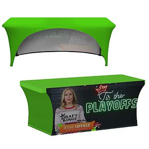 6-Ft. Stretch Table Cover Multi-Panel Print, Full Bleed Or Custom Fabric Color-OPEN BACK