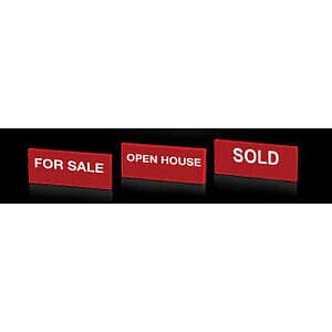 Mini Real Estate Sign & Business Card Holder (White) - Automatically customized with your business card inserted into the hanging sign