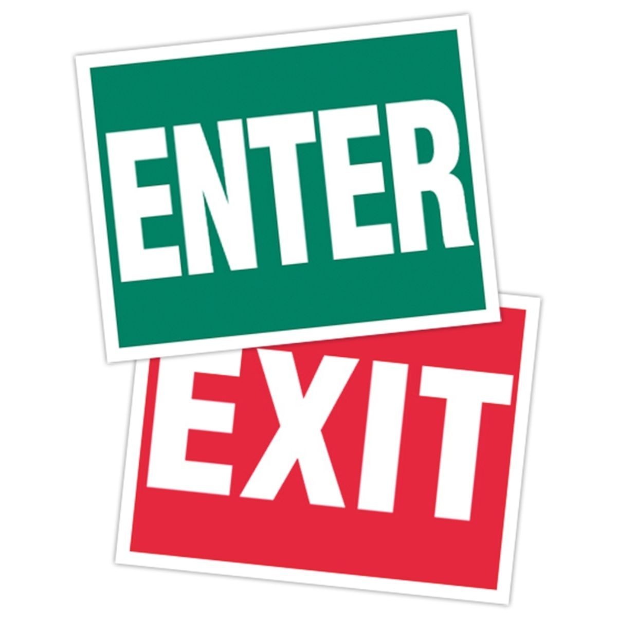 Enter Exit Sign 14 Pt Plastic Card With Uv Inhibiting Laminate 8 