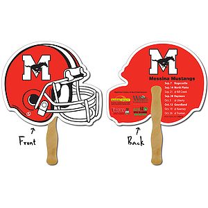 Sport Hand Fan - 10 x 8.5 Football Helmet Shape Laminated - 14 pt.