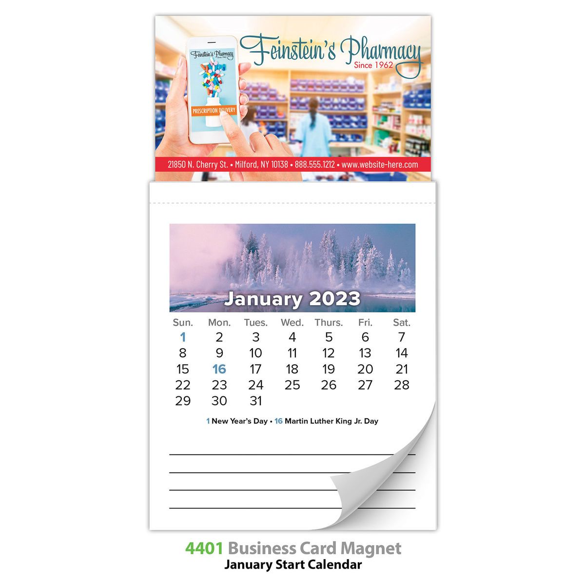 12-Month Tear-Off Magna-Cal Business Card Calendar (Standard) - Jan. 2027 w/Cover