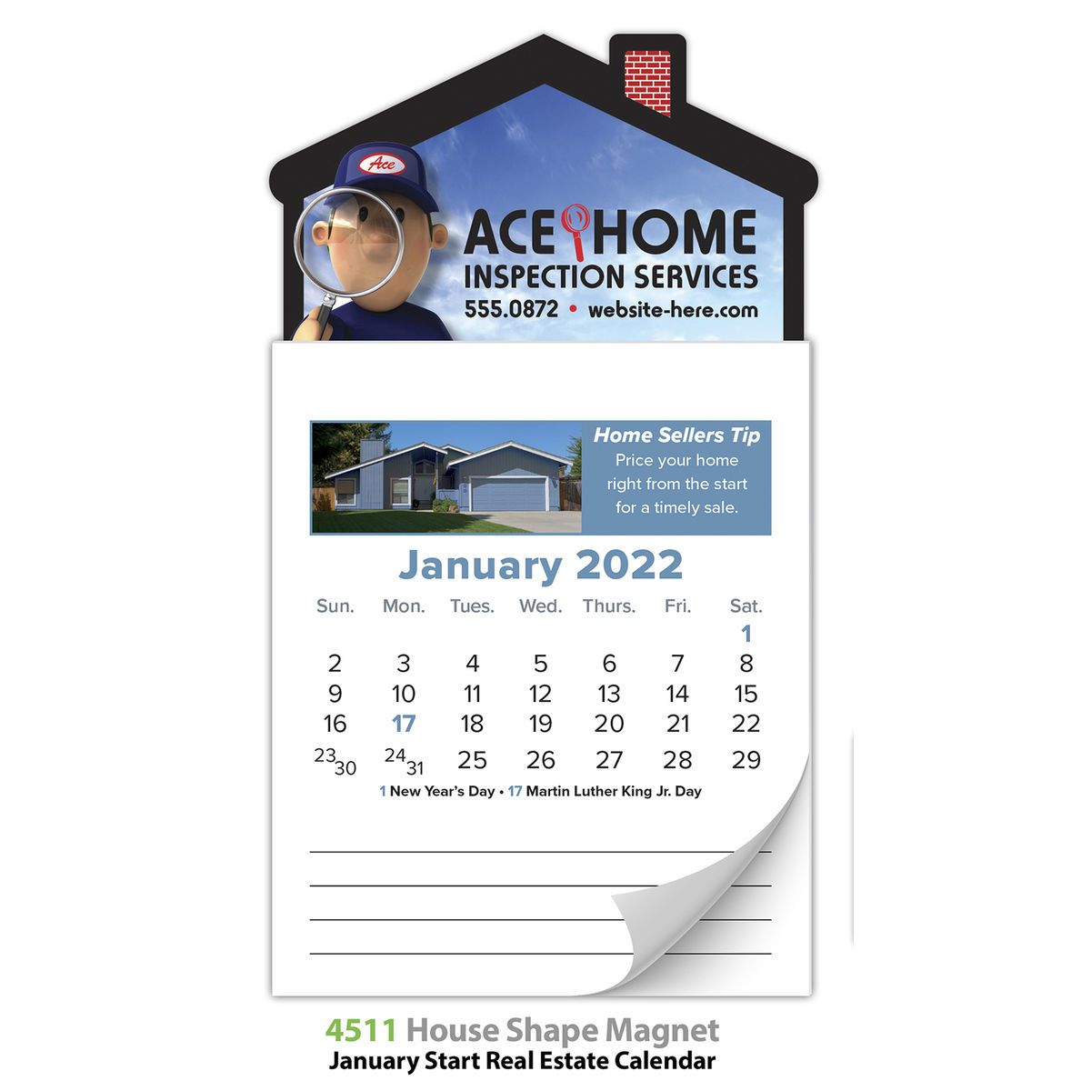 12-month tear-off magna-cal house-shaped magnet calendar (real estate) -  jan. 2023 wcover | Corporate Specialties