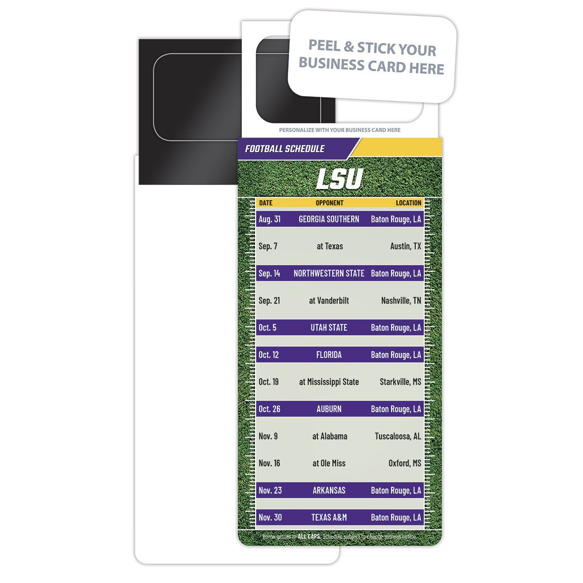 Pro Football Schedule Magnet - Peel and Stick Business Card (3.5x9)