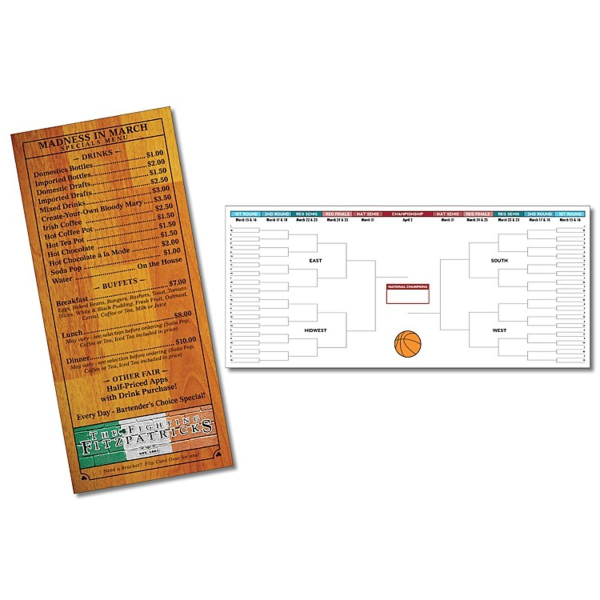 Promotional Rack card menu insert - 4x9 - 10 pt. matte coated paper ...