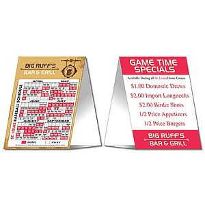 Baseball Schedule Table Tent - UV-Coated (1S) - 5x6.875 Folded - 10 pt.
