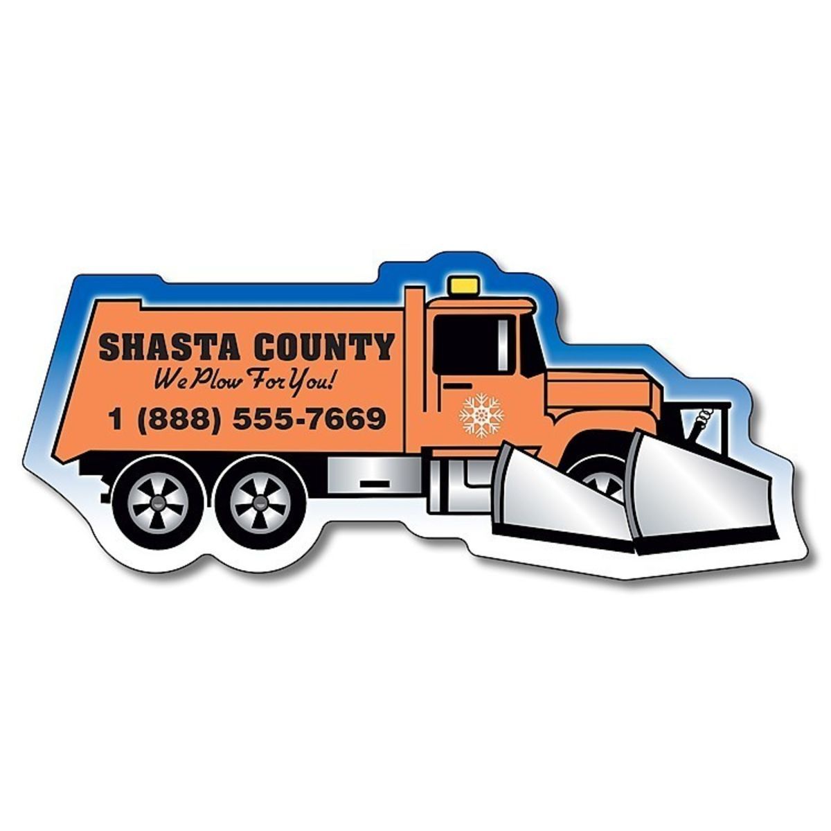 Promotional snow plow shape (4.25x1.78125 right facing) 30 mil. Personalized With